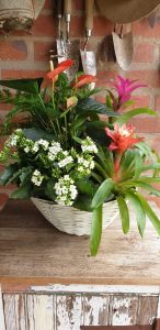 Rattan Effect White Hanging Basket 35cm