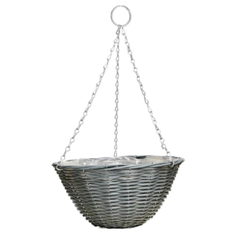 Rattan hanging basket dark grey