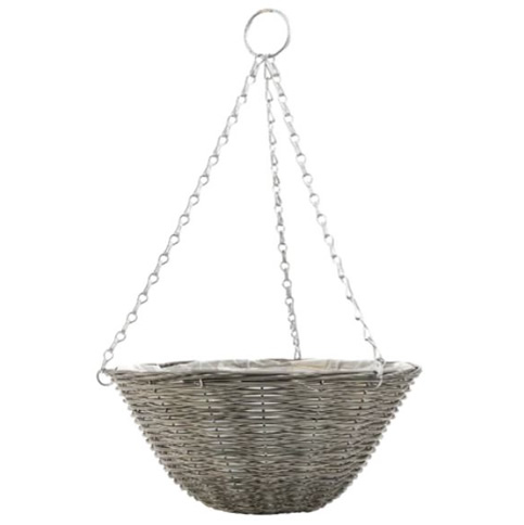 Rattan hanging basket light grey